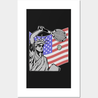 Statue of Liberty USA Tennis  American Flag Posters and Art